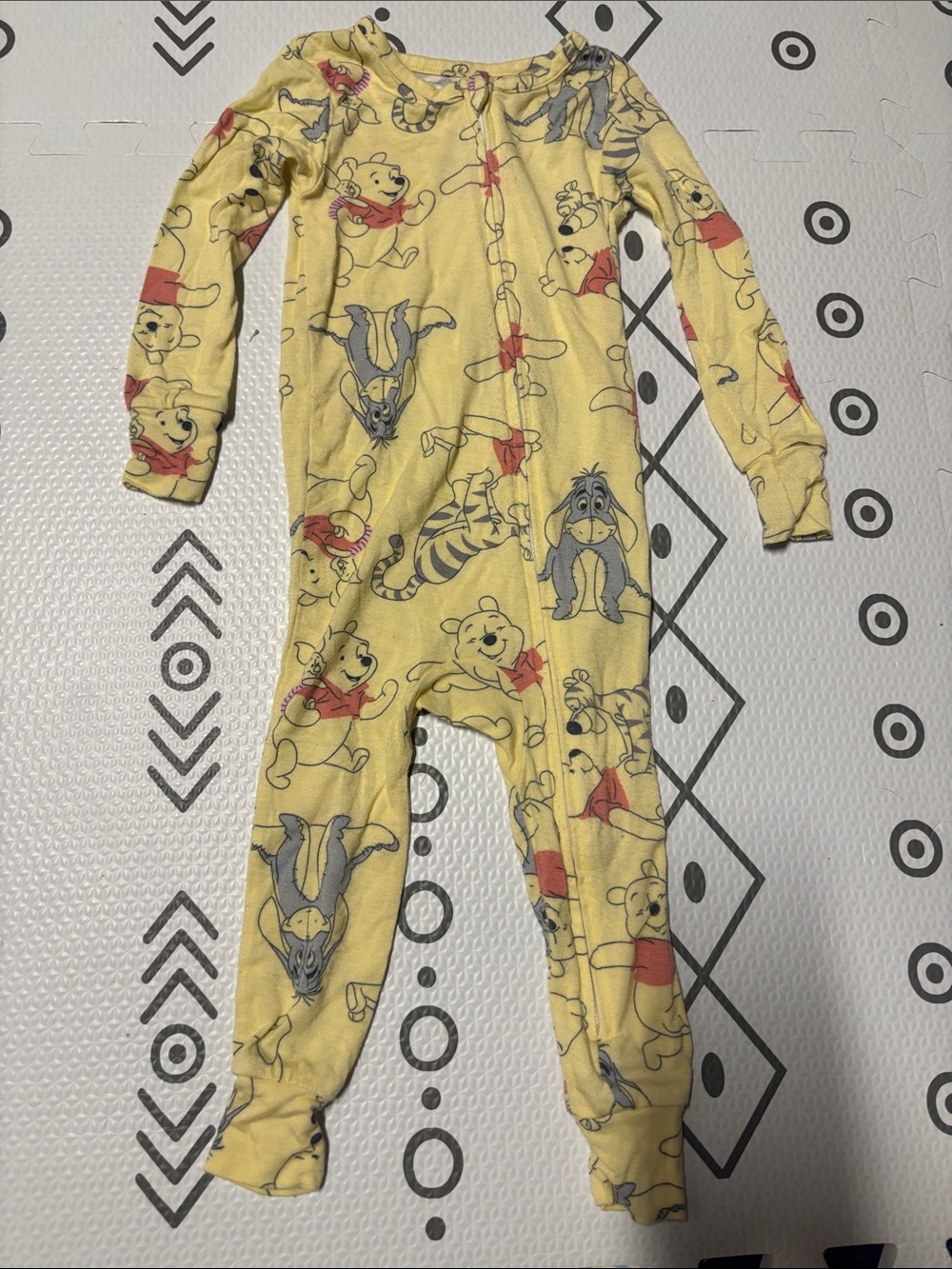 Disney Yellow Winnie the Pooh Footed One-Piece Pajama
